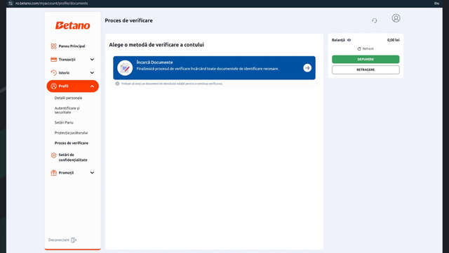 verificarea unui cont betano